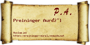 Preininger Aurél névjegykártya